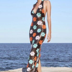 Nookie sienna sparkle floral halter gown